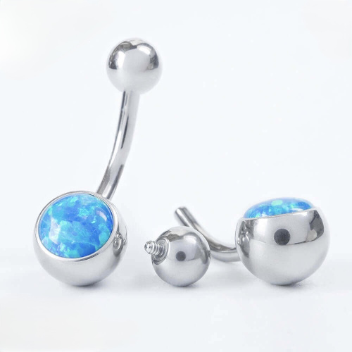 Банан с опалом 05 Голубой Тихий океан 1.6 мм (14 G) фото 2